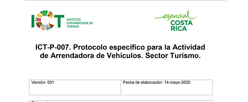Protocolo ICT-P-007 Sub sector Arrendadora de Vehículos