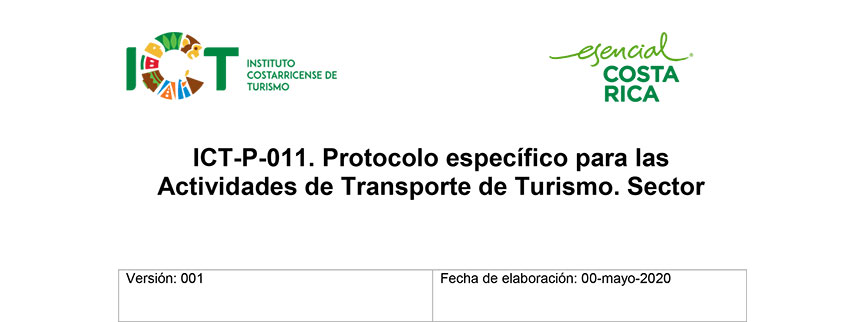 Protocolo ICT-P-011 Protocolo específico para las Actividades de Transporte de Turismo Sector Turismo